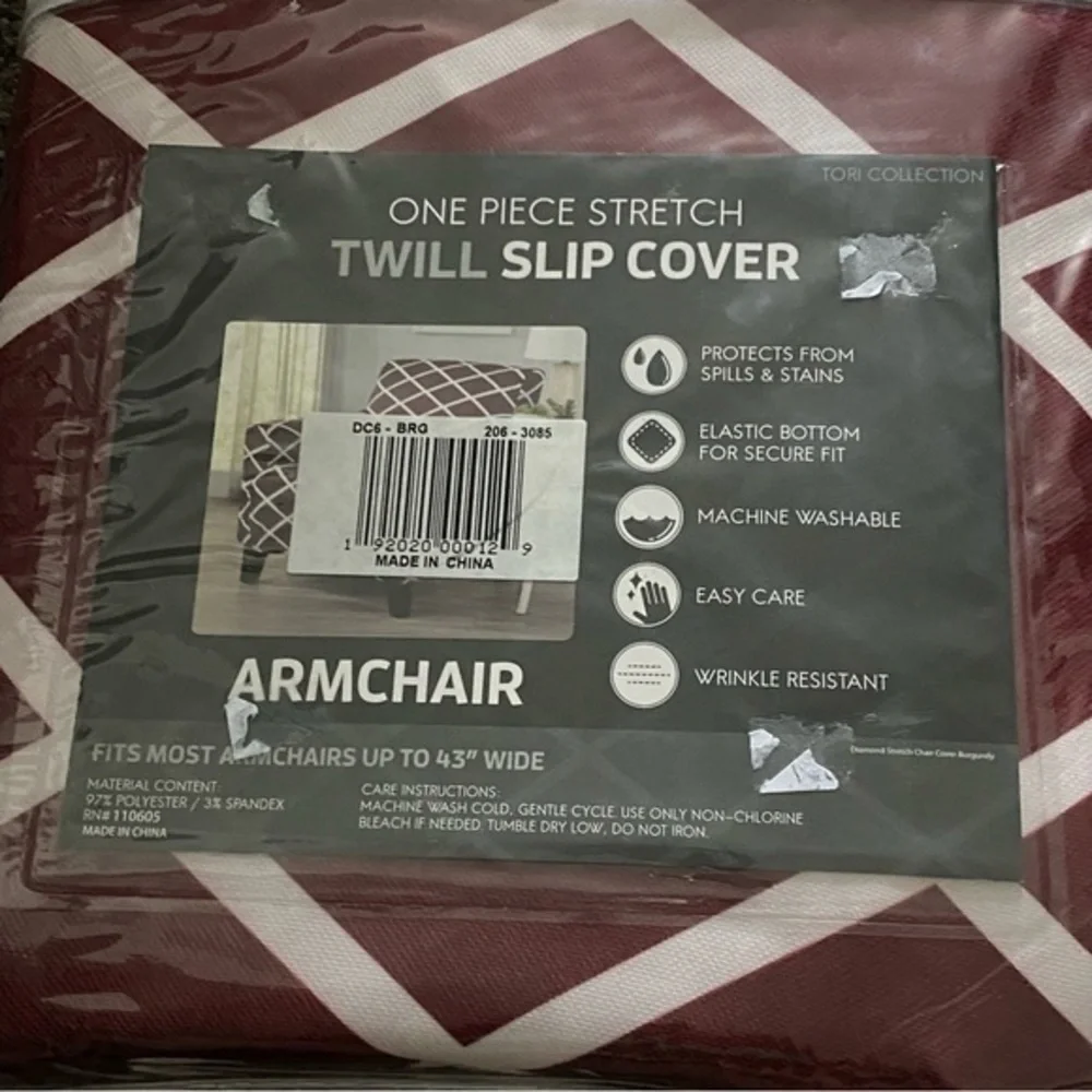 Twill Slip Cover Armchair 43” Wide One Piece Stretch Fits Most‎ Armchairs NWT